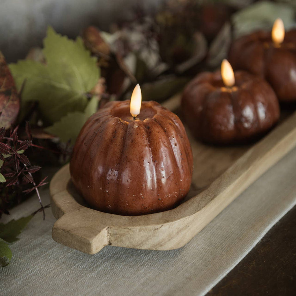 4" BRONZE 3D FLAME TALL PUMPKIN CANDLE