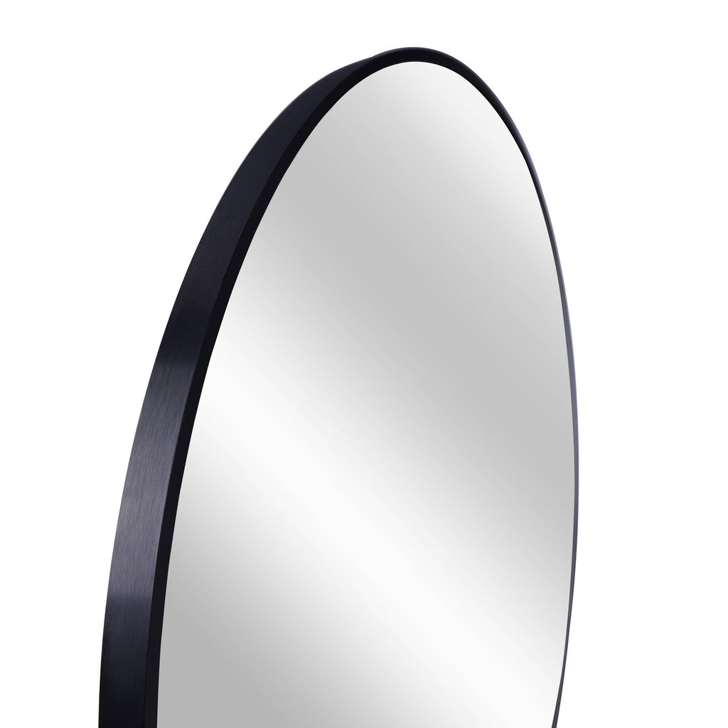 32 Inch Black Metal Framed Round Bathrrom Mirror for Wall