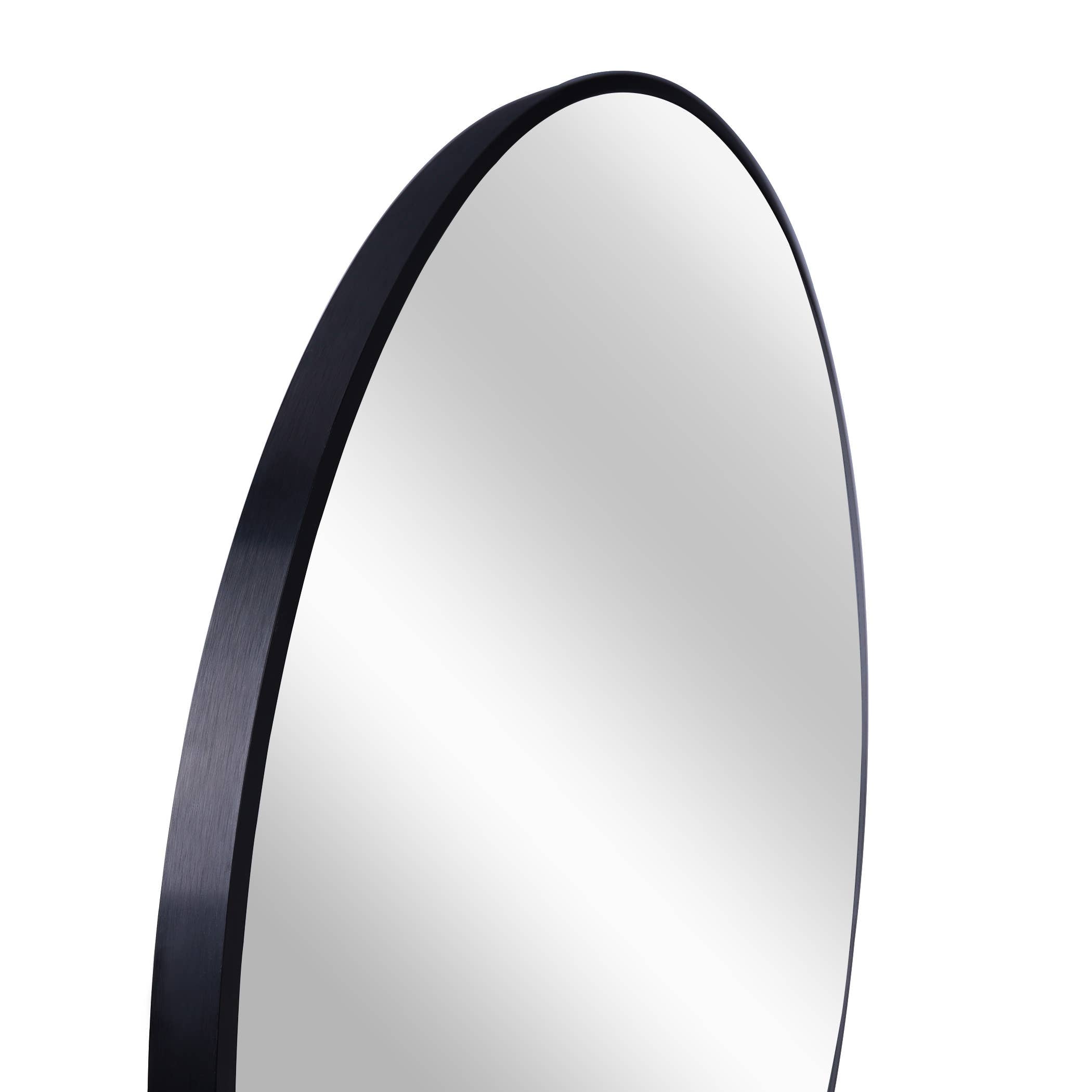32 Inch Black Metal Framed Round Bathrrom Mirror for Wall