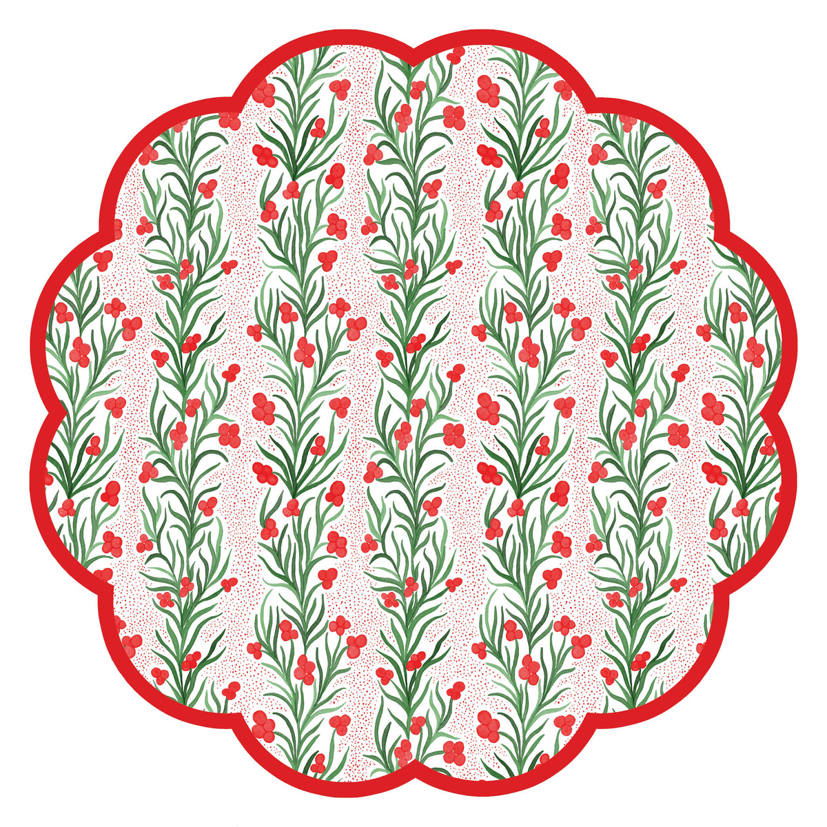 Holiday Vine Scalloped Round Paper Placemats