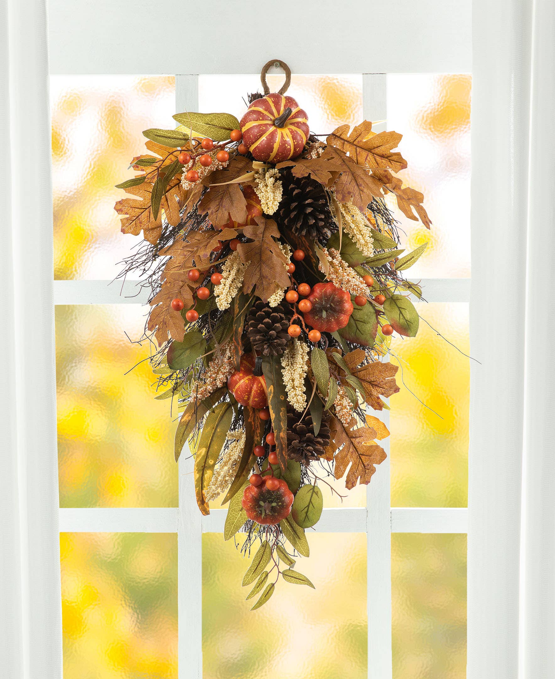27"H Fall Pumpkin Leaf  Teardrop