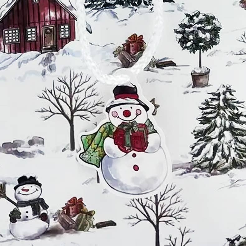 12pcs, Christmas Trees snow gift bag with snowman tag