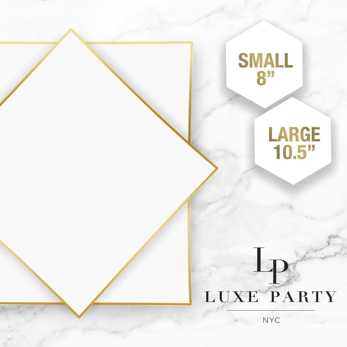 Square Clear and Gold Plastic Plates | 10 Pack