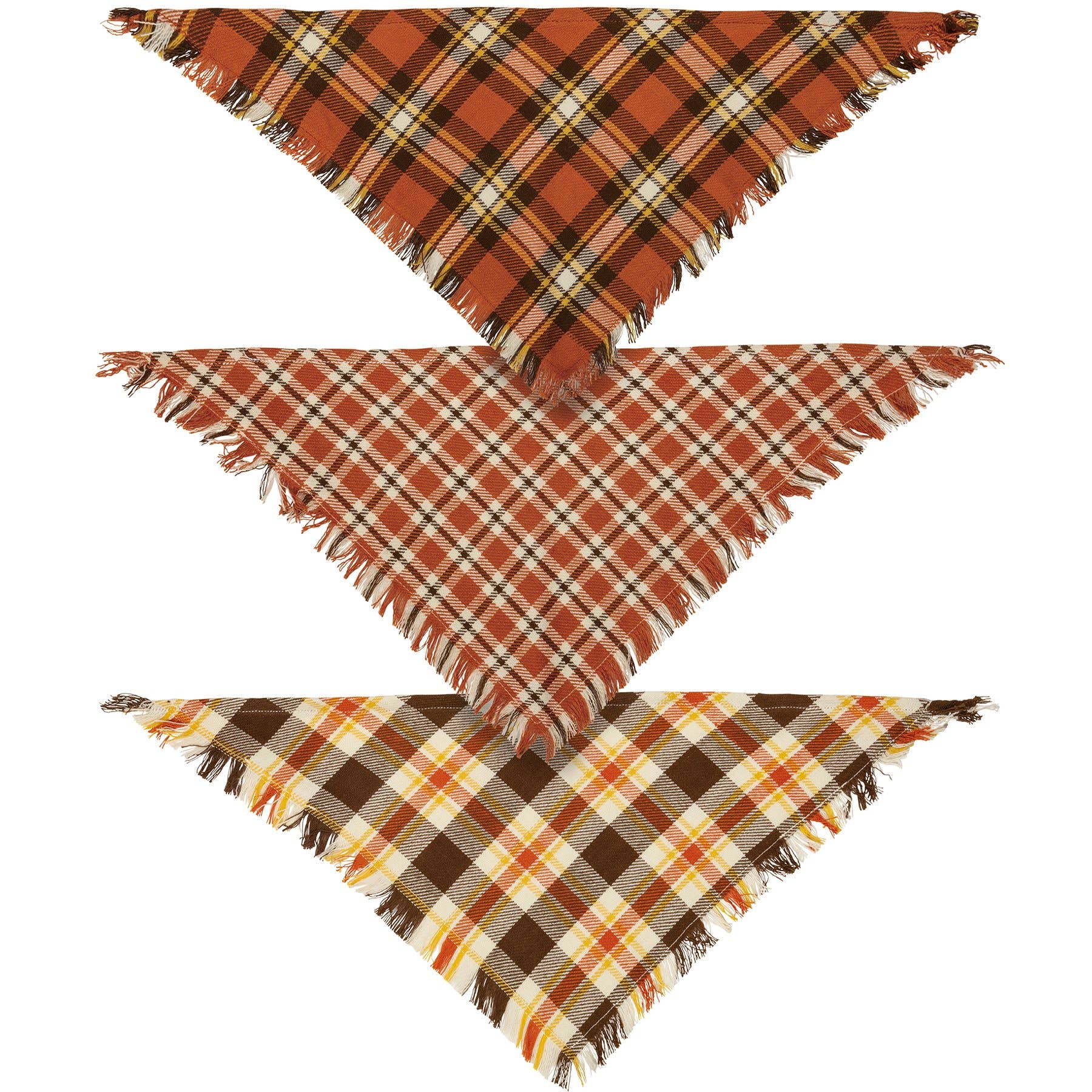 Fall Plaid Small Pet Bandana Set