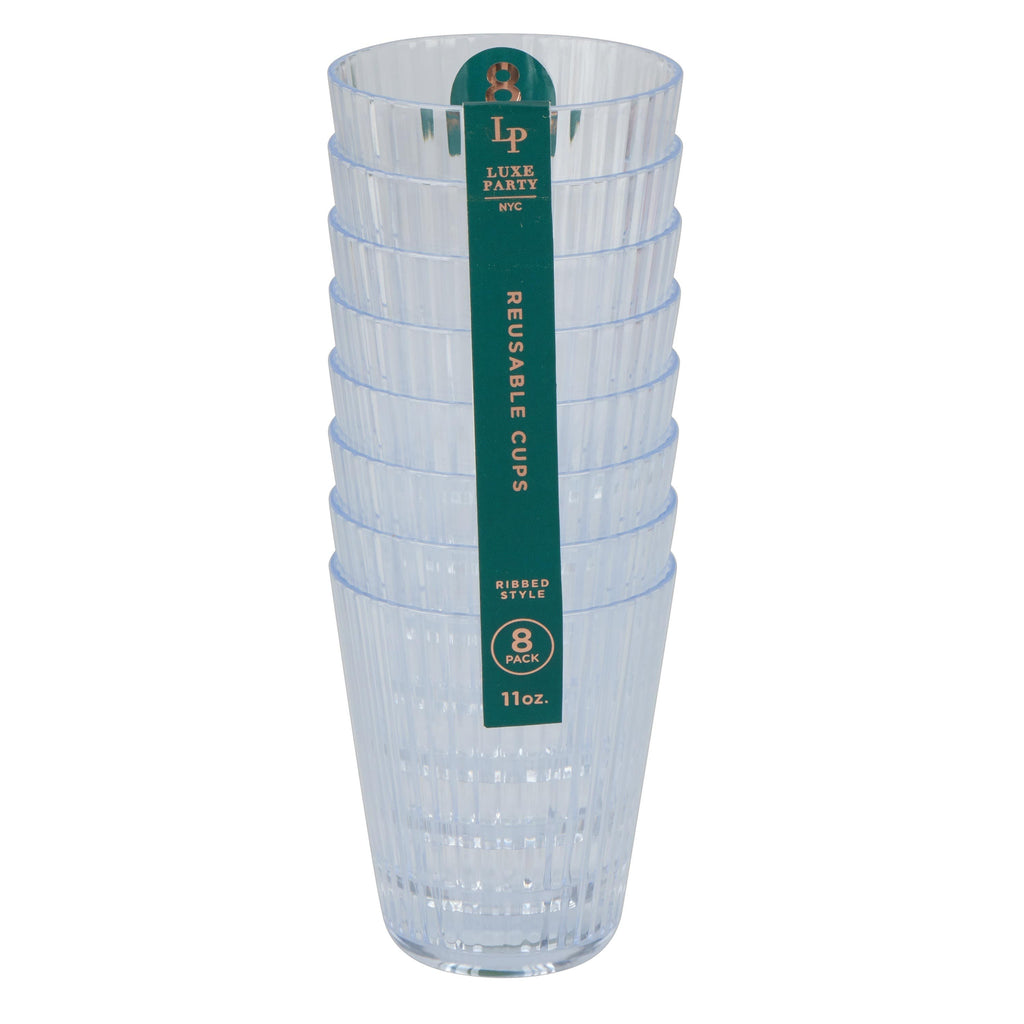 Deluxe CLEAR 11 oz Ribbed Cup - 8 Pk