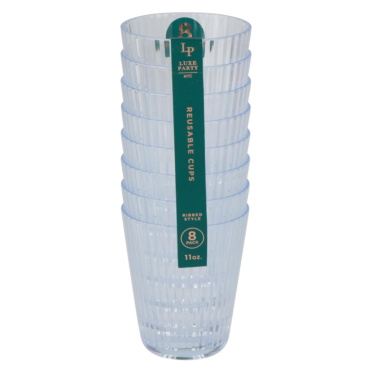 Deluxe CLEAR 11 oz Ribbed Cup - 8 Pk