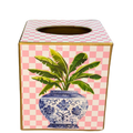 Paper Mache Kleenex Box with chinoiserie vase and dragonfly