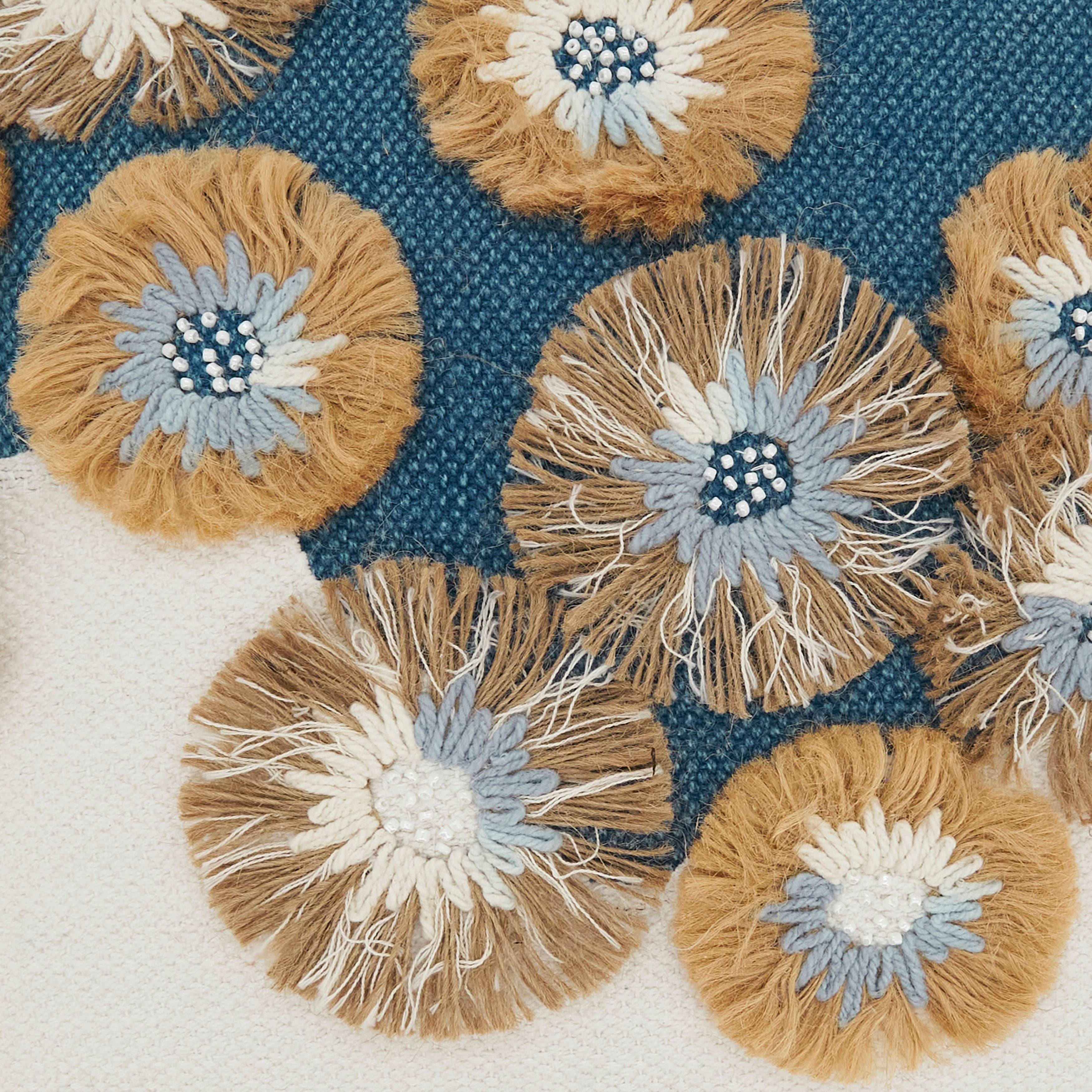 Delicate Embroidered Floral Pillow