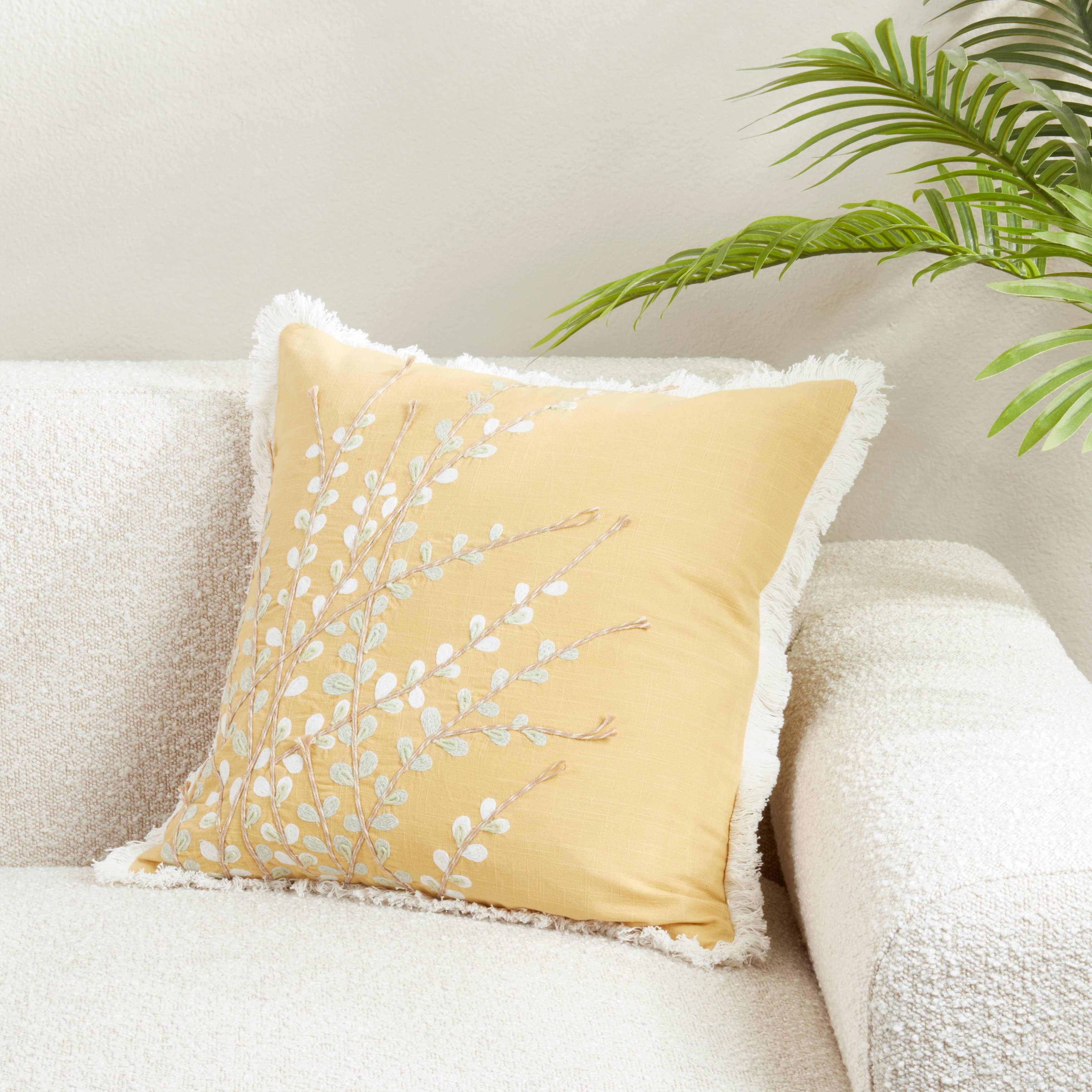Embroidered Floral Pillow