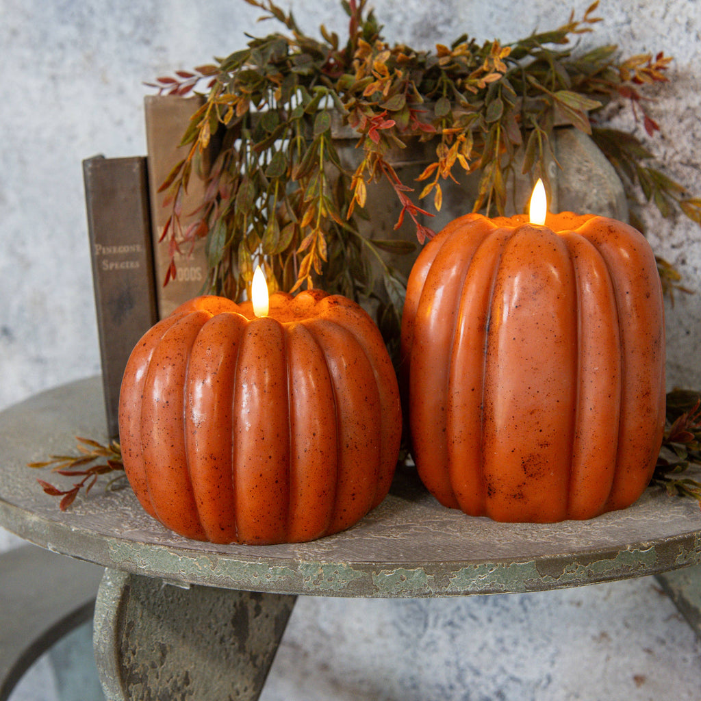 6.5" ORANGE 3D FLAME PUMPKIN CANDLE