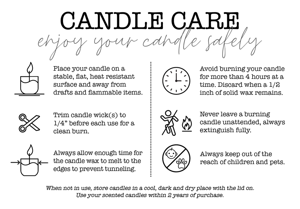 Candle Care Card for Milkhouse Candle Products