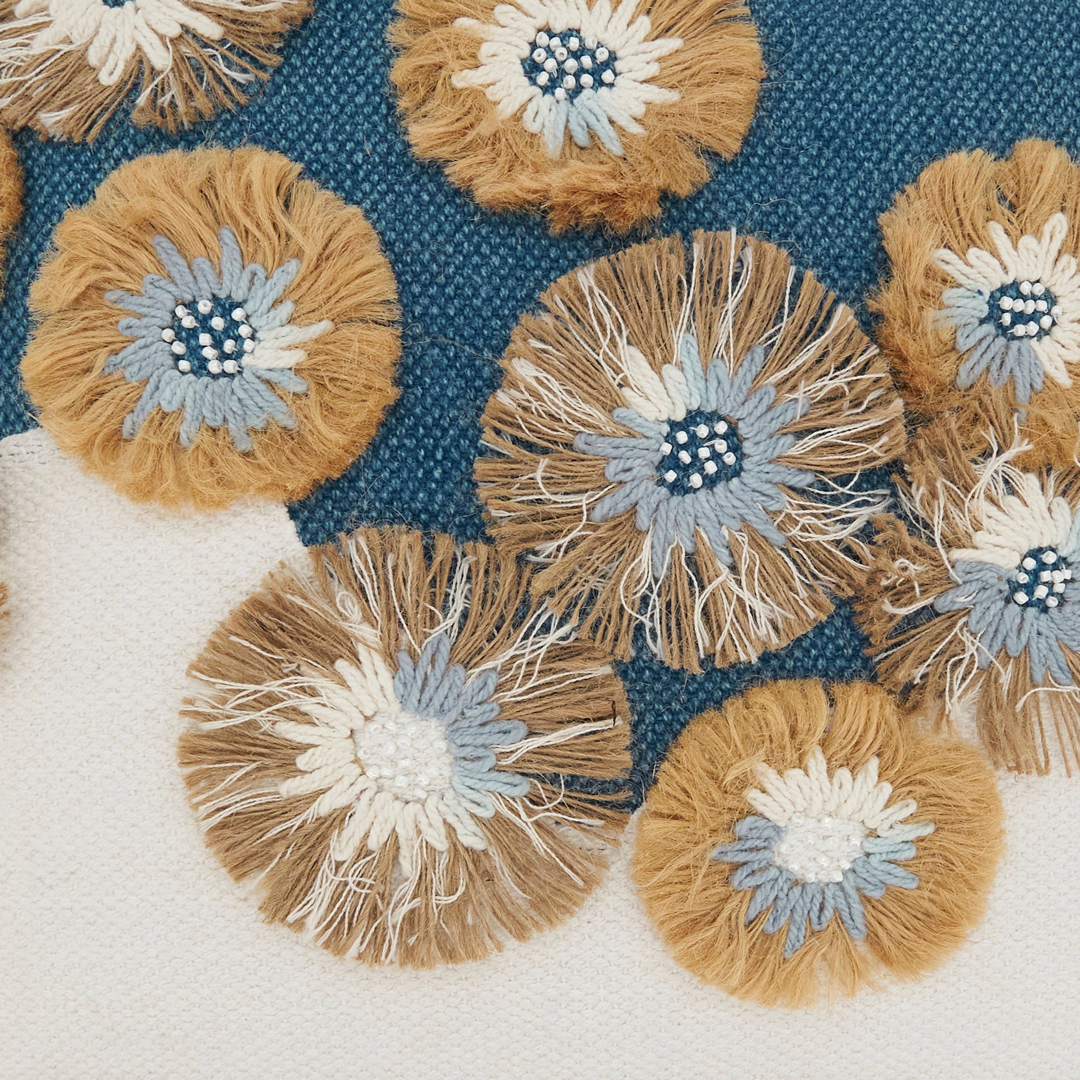 Delicate Embroidered Floral Pillow
