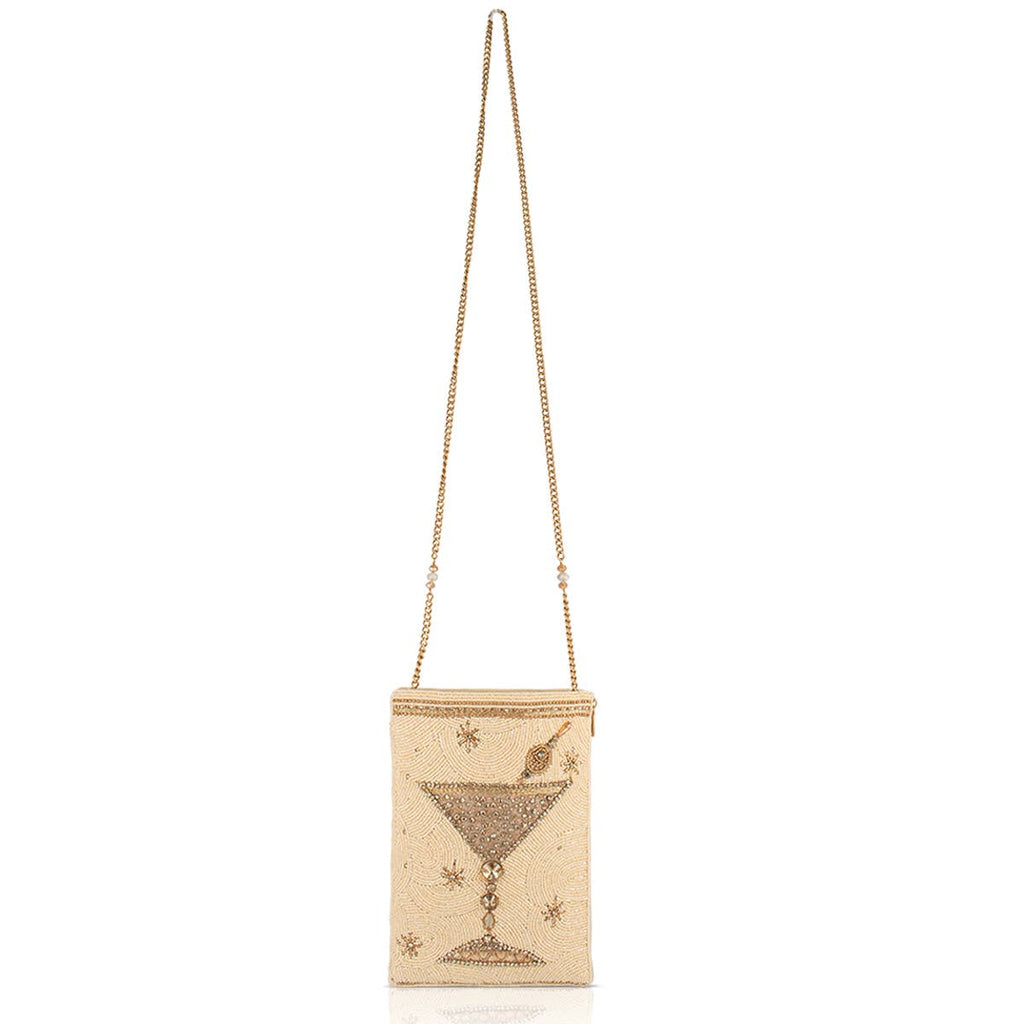 Crystal Martini beaded crossbody martini glass bag