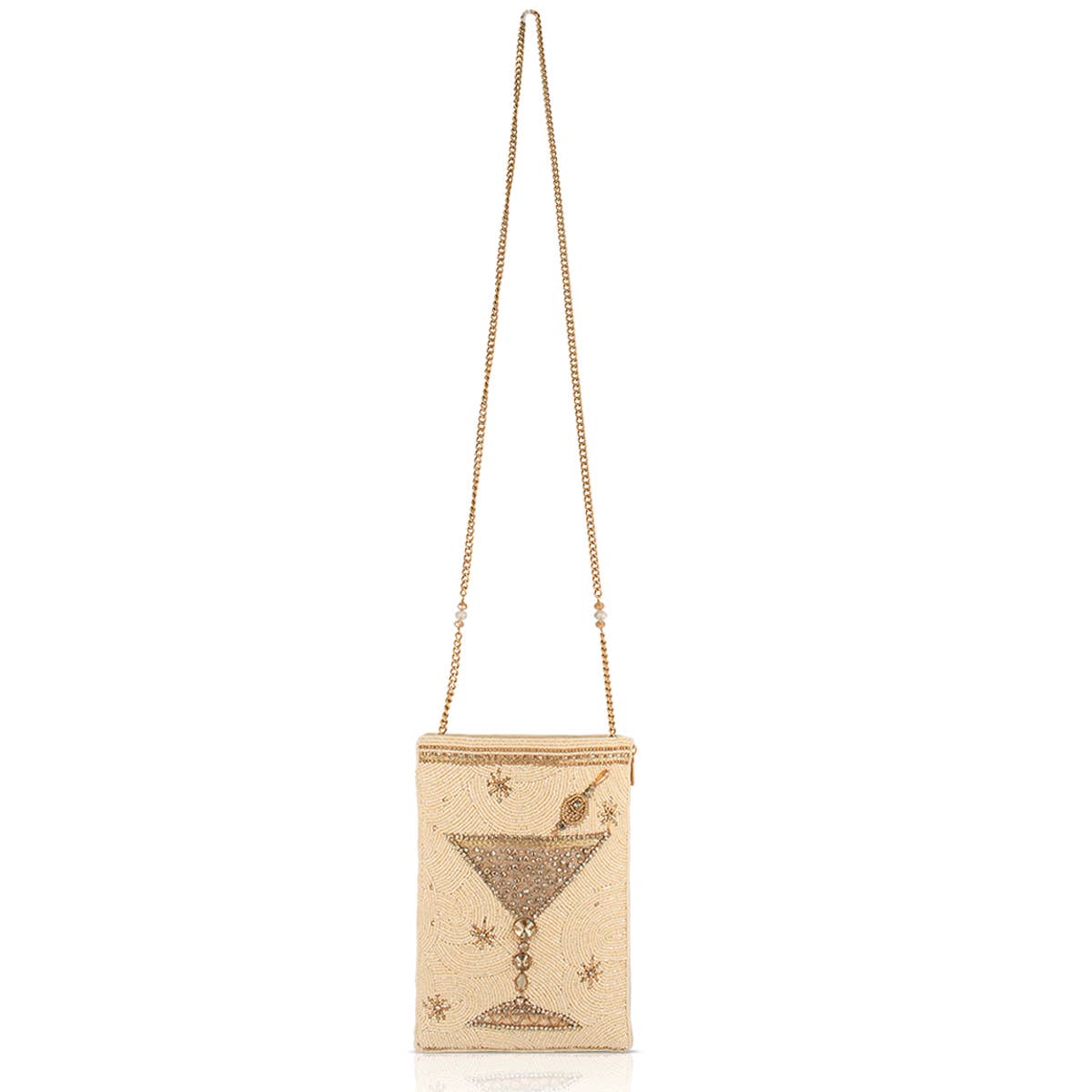 Crystal Martini beaded crossbody martini glass bag