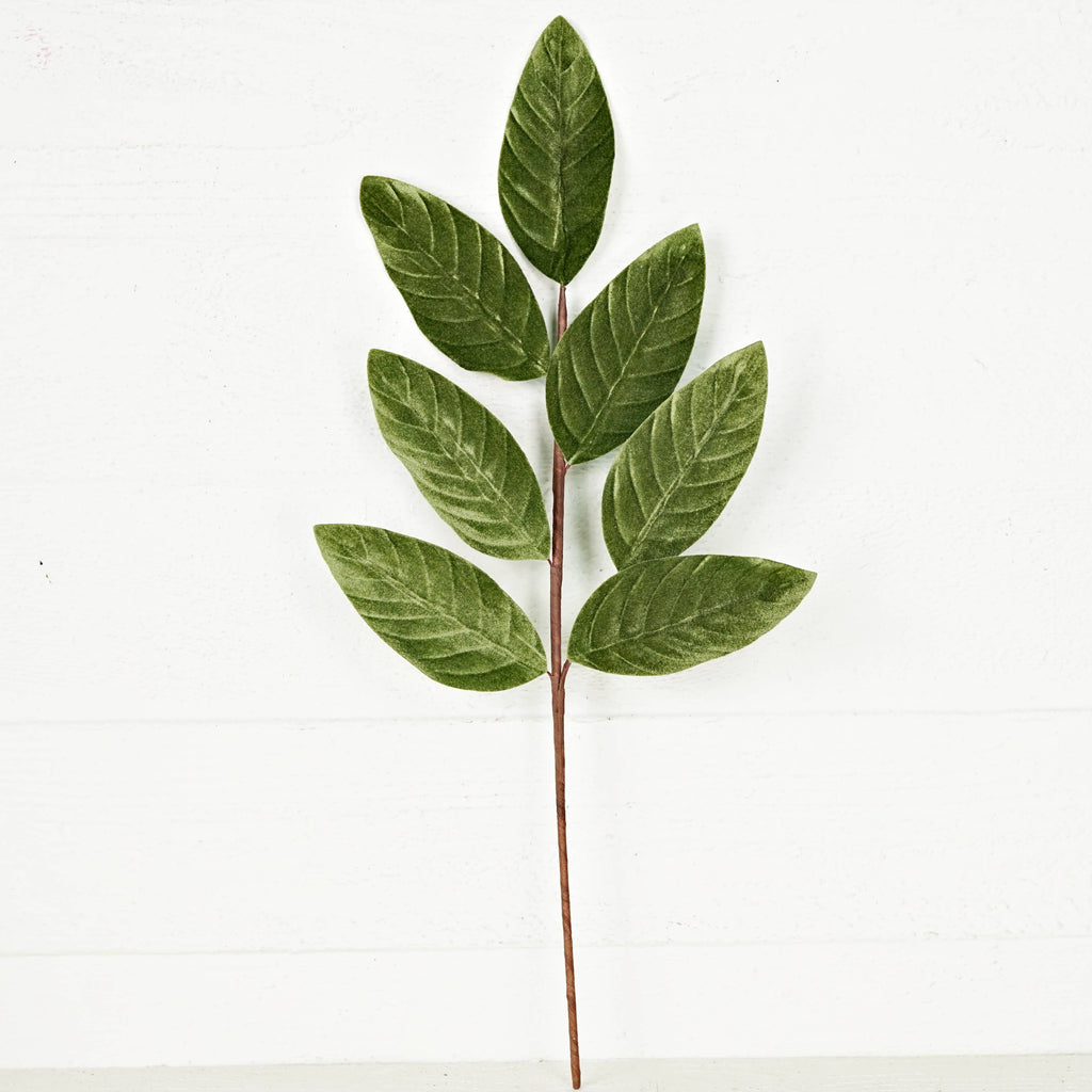 30003- 24in Spray-Green Velvet Magnolia Leaves-