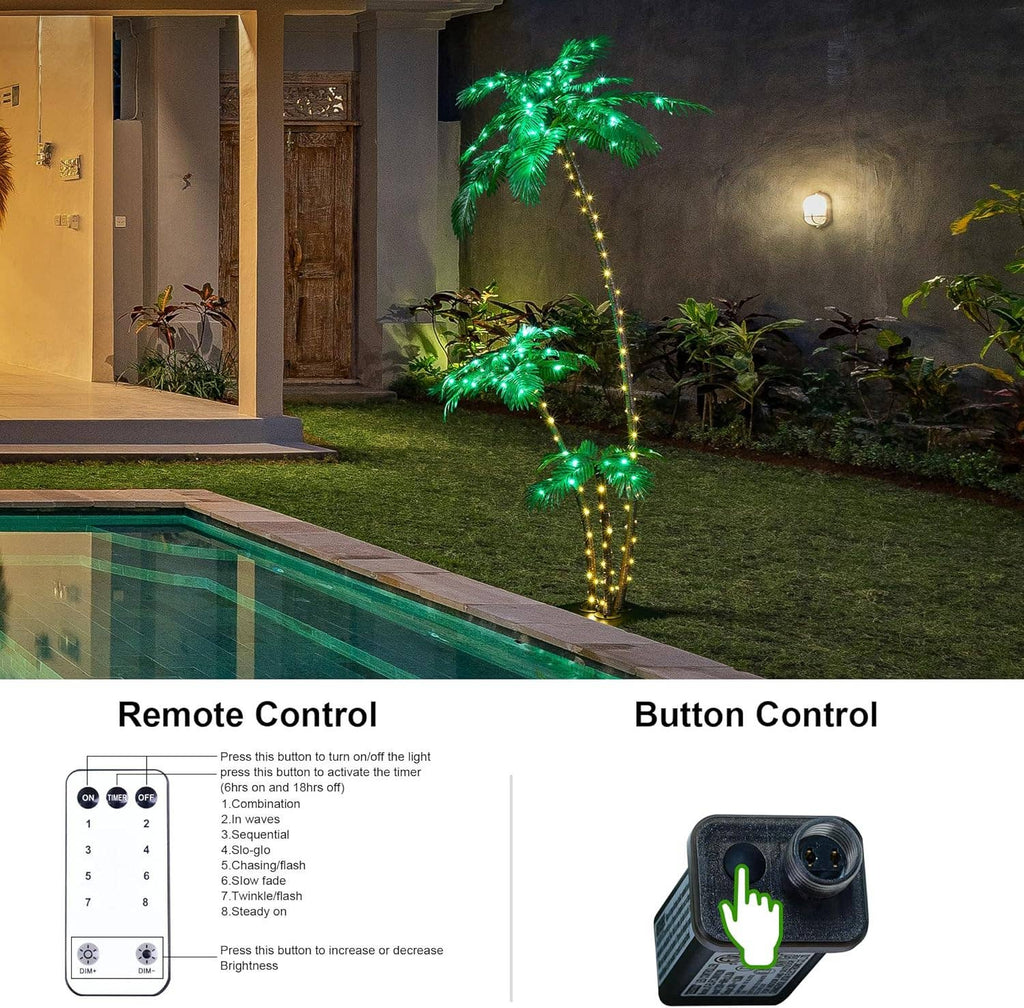 Lighted 6FT Gorgeous Palm Tree 3-Trunk Artificial Palm Tree