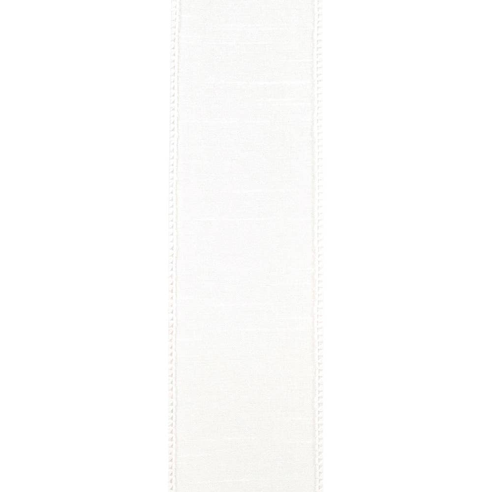 Dupioni Supreme Wired Edge, White, 2-1/2 In, 20 Yards