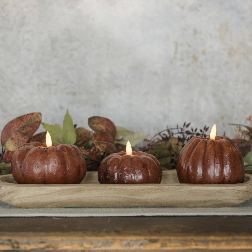 4" BRONZE 3D FLAME TALL PUMPKIN CANDLE