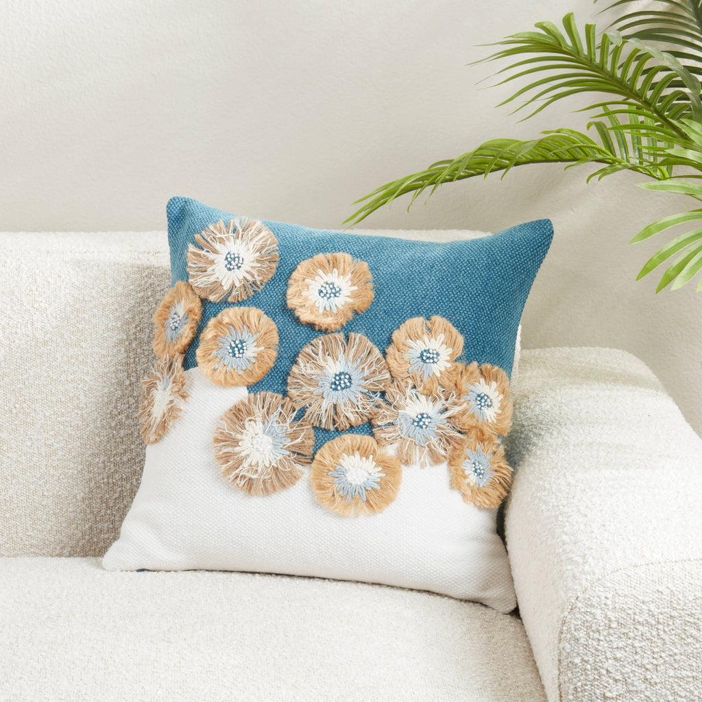 Delicate Embroidered Floral Pillow