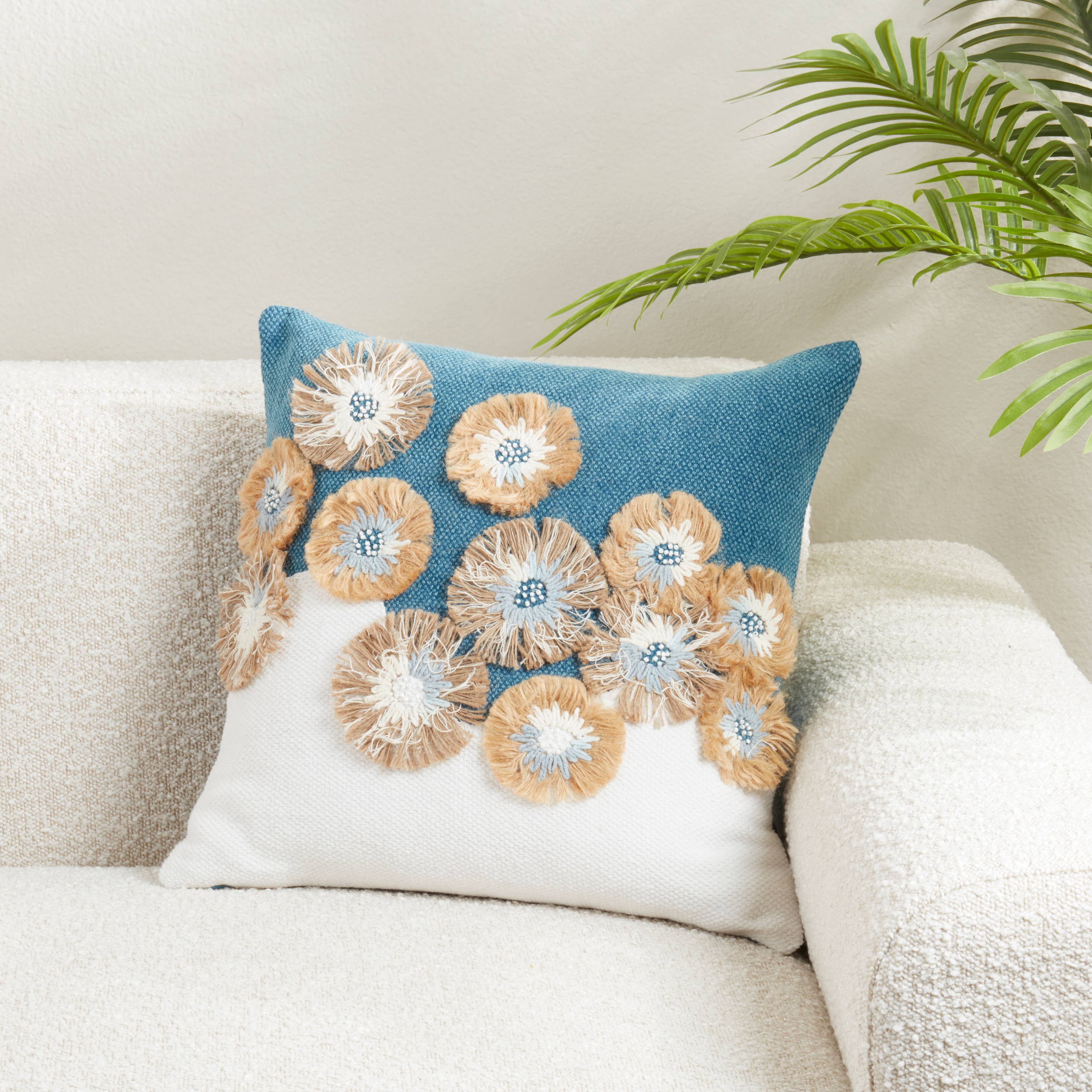 Delicate Embroidered Floral Pillow