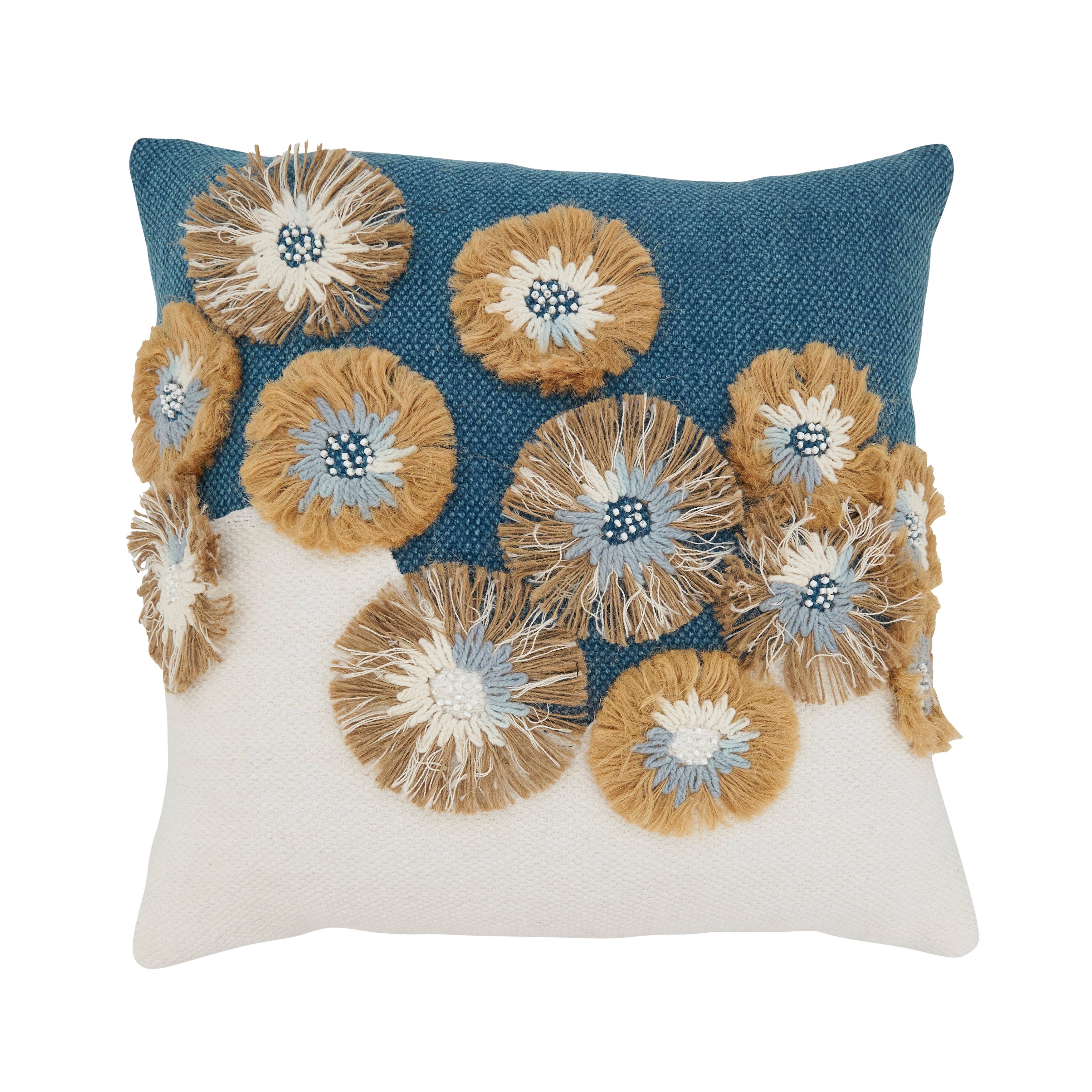 Delicate Embroidered Floral Pillow