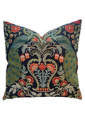 Marsha Peacock and Floral Pillow with Feather Insert (22 in)