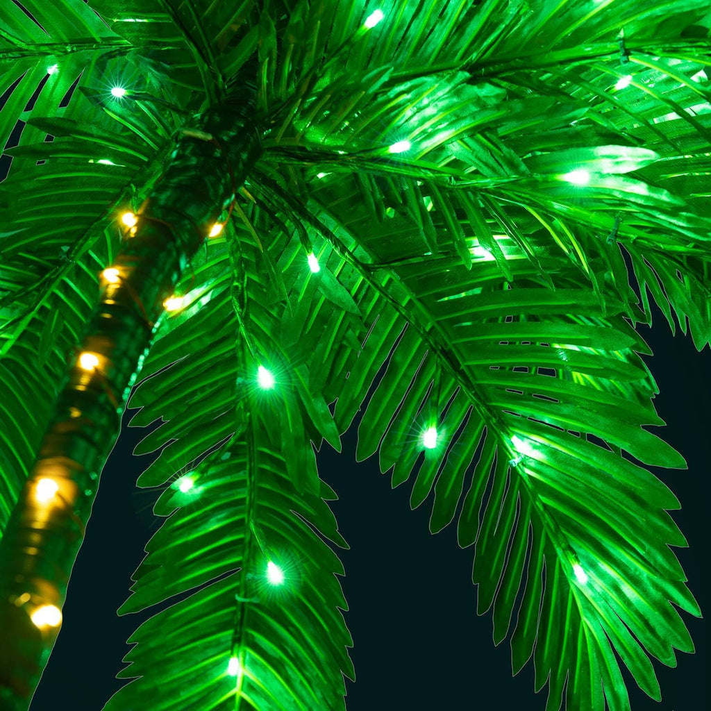 Lighted 6FT Gorgeous Palm Tree 3-Trunk Artificial Palm Tree