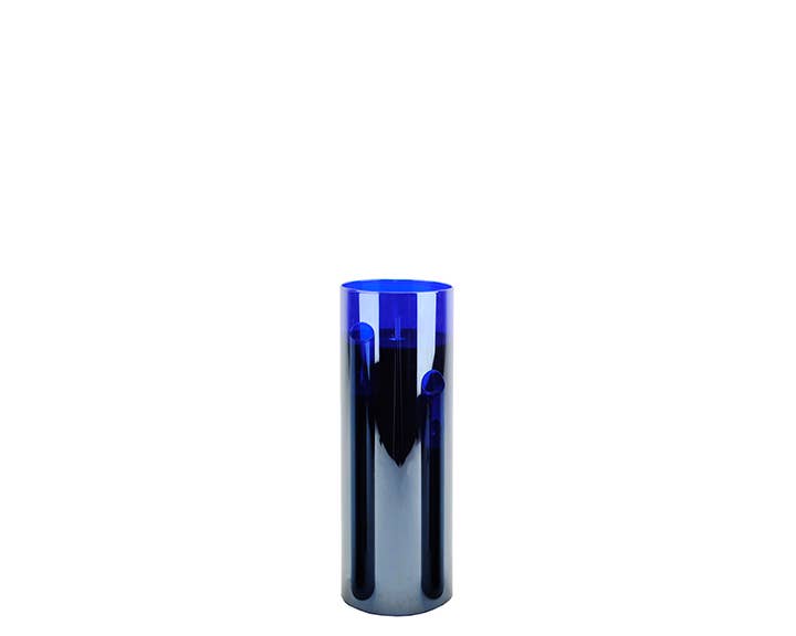 LED Candle in Glass Cylinder with Flickering Flame & Remote