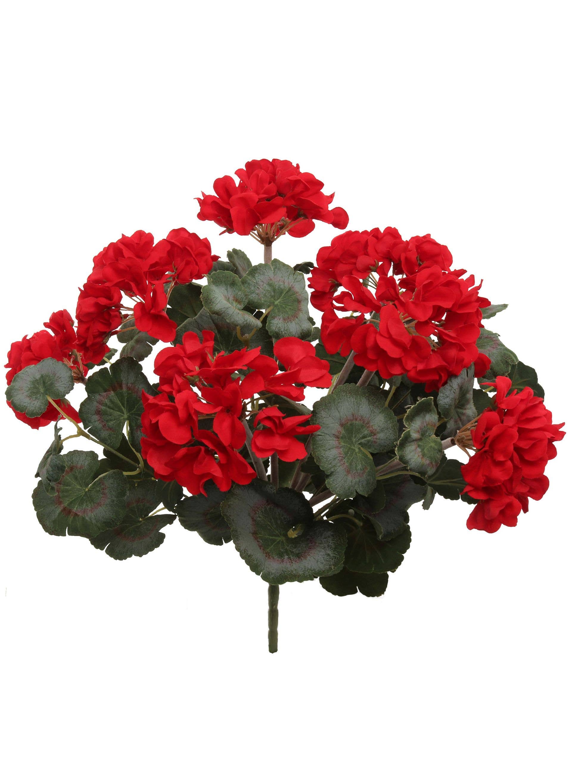 2PC Red 18" Deluxe UV Geranium Bush – 7 Bloom Heads