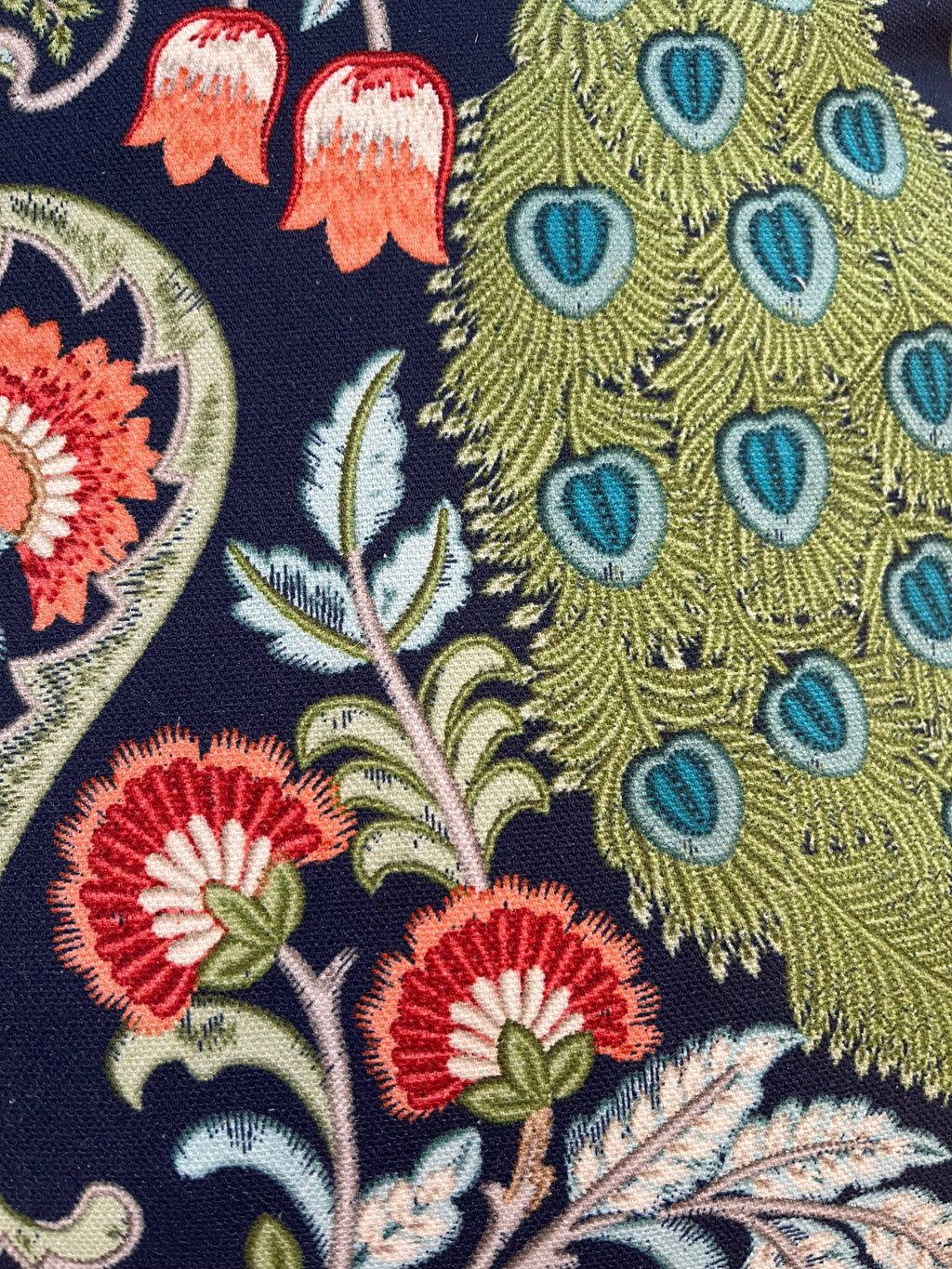 Marsha Peacock and Floral Pillow with Feather Insert (22 in)