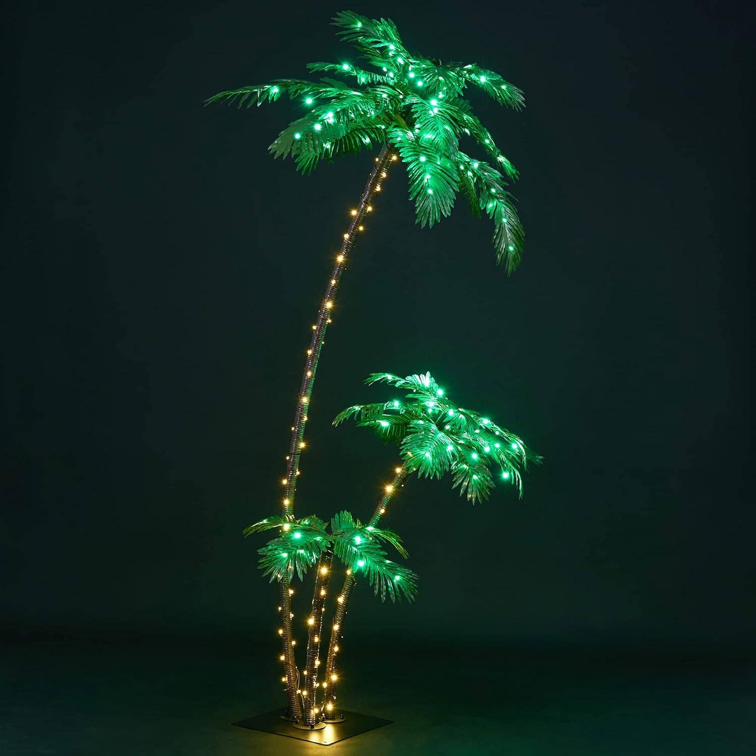 Lighted 6FT Gorgeous Palm Tree 3-Trunk Artificial Palm Tree