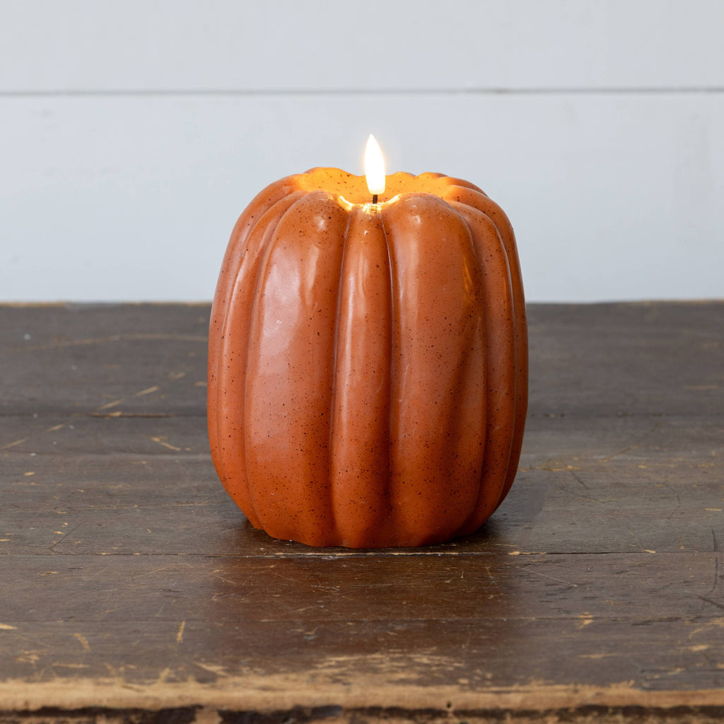 6.5" ORANGE 3D FLAME PUMPKIN CANDLE
