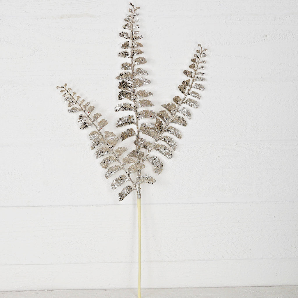 32050-25in Branch-Champagne Glittered Ferns