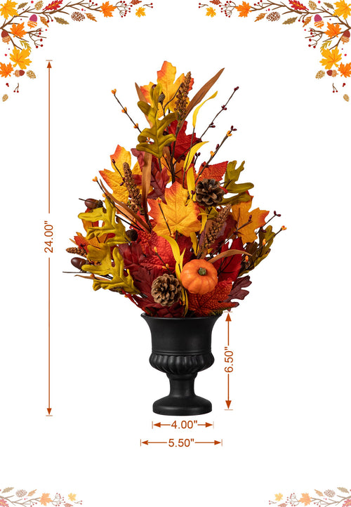 24"H Fall Maple Leaf Urn Table Tree