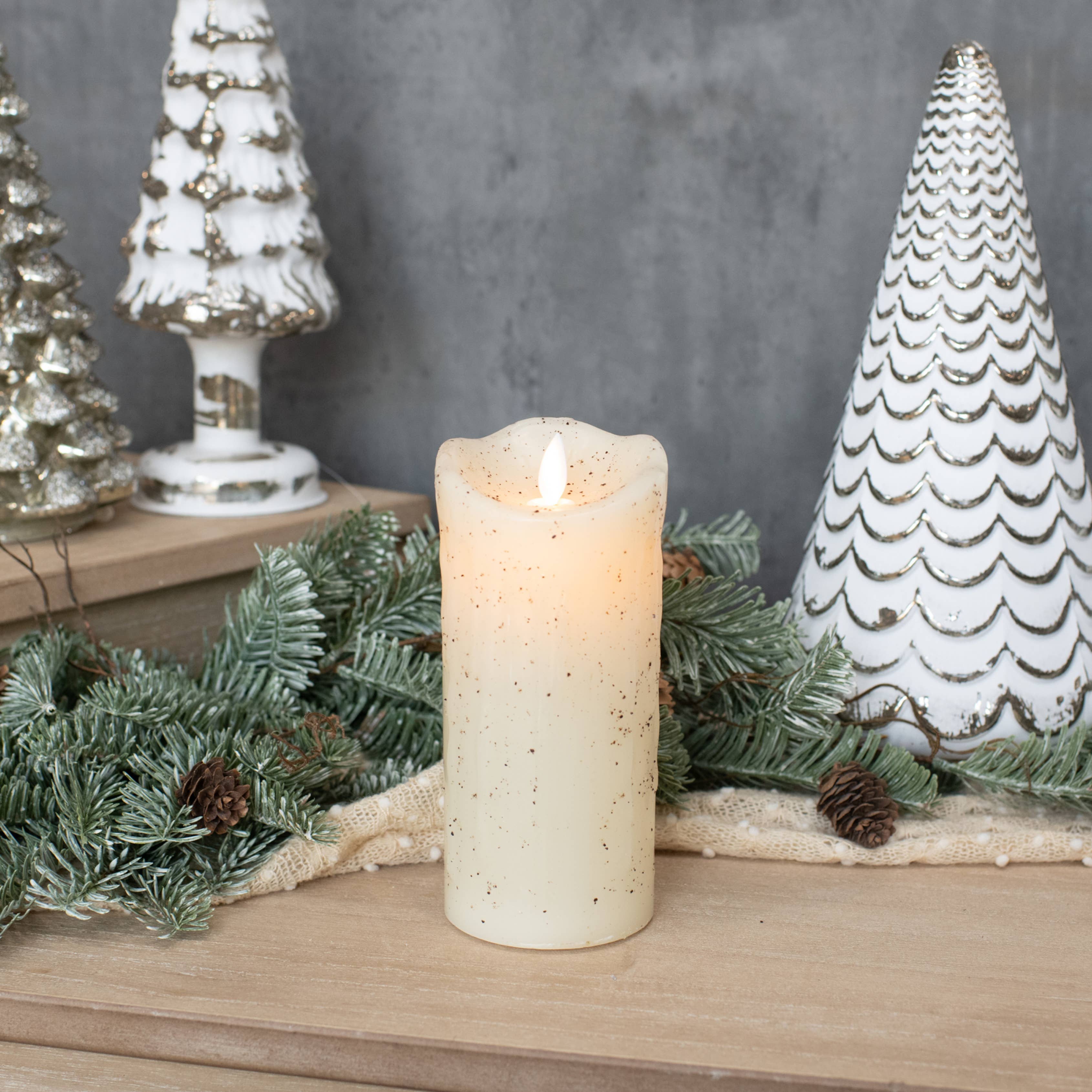 7" MOVING FLAME CREAM PILLAR CANDLE