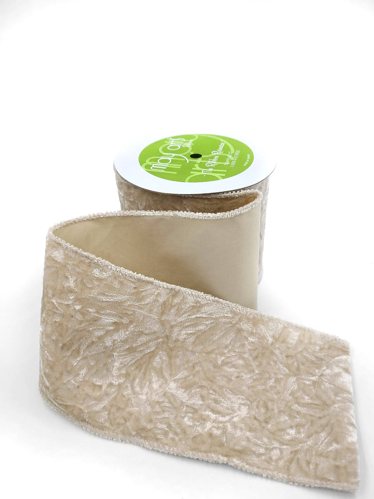 4" Ivory Crushed Velvet Ribbon (Wired)