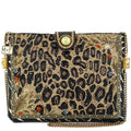 Untamed Beaded Animal Print Crossbody Handbag