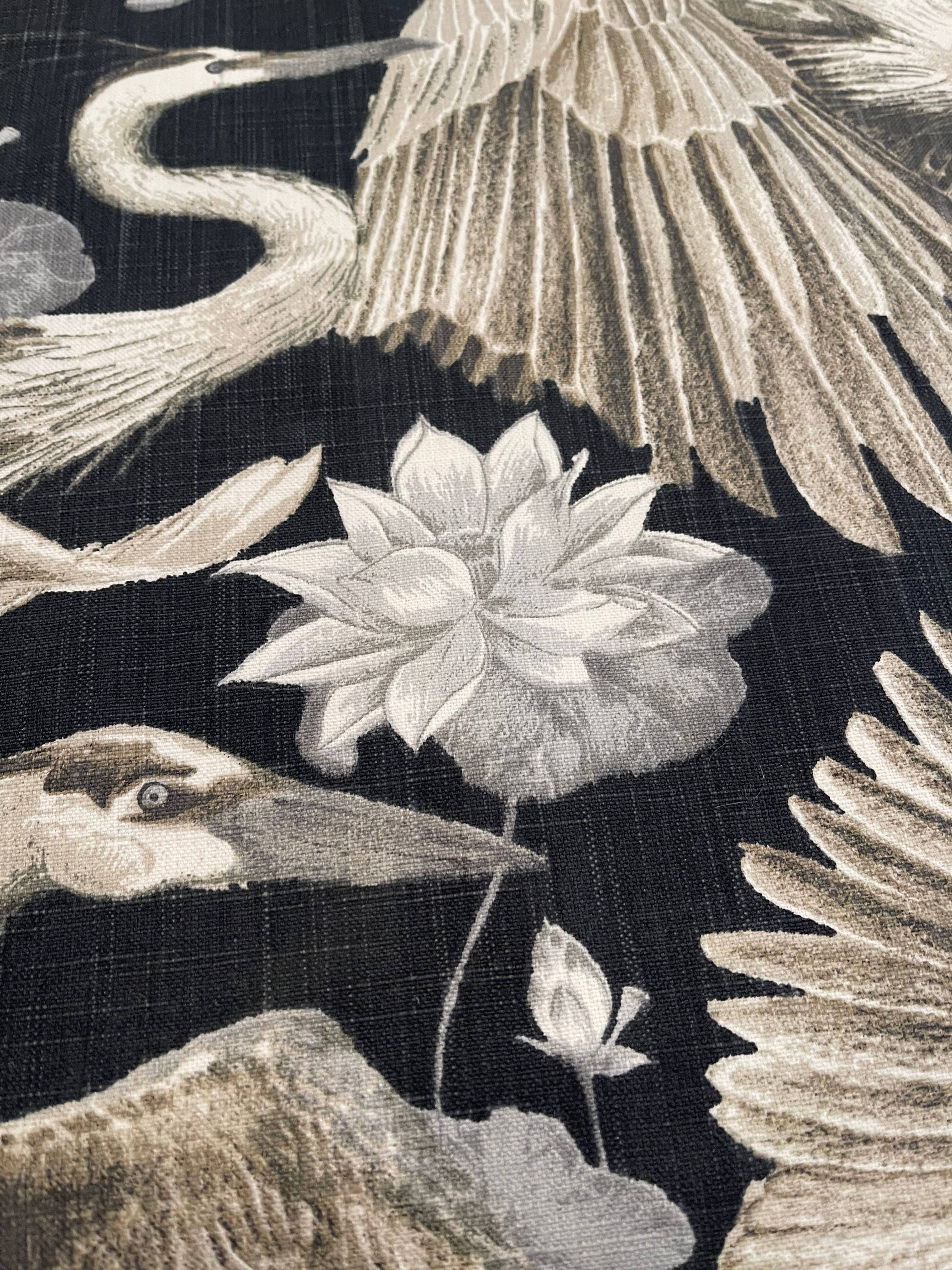 Hollis Crane & Floral Pillow with Feather Insert - Custom  