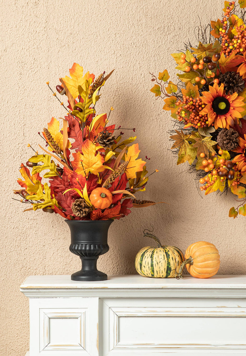 24"H Fall Maple Leaf Urn Table Tree