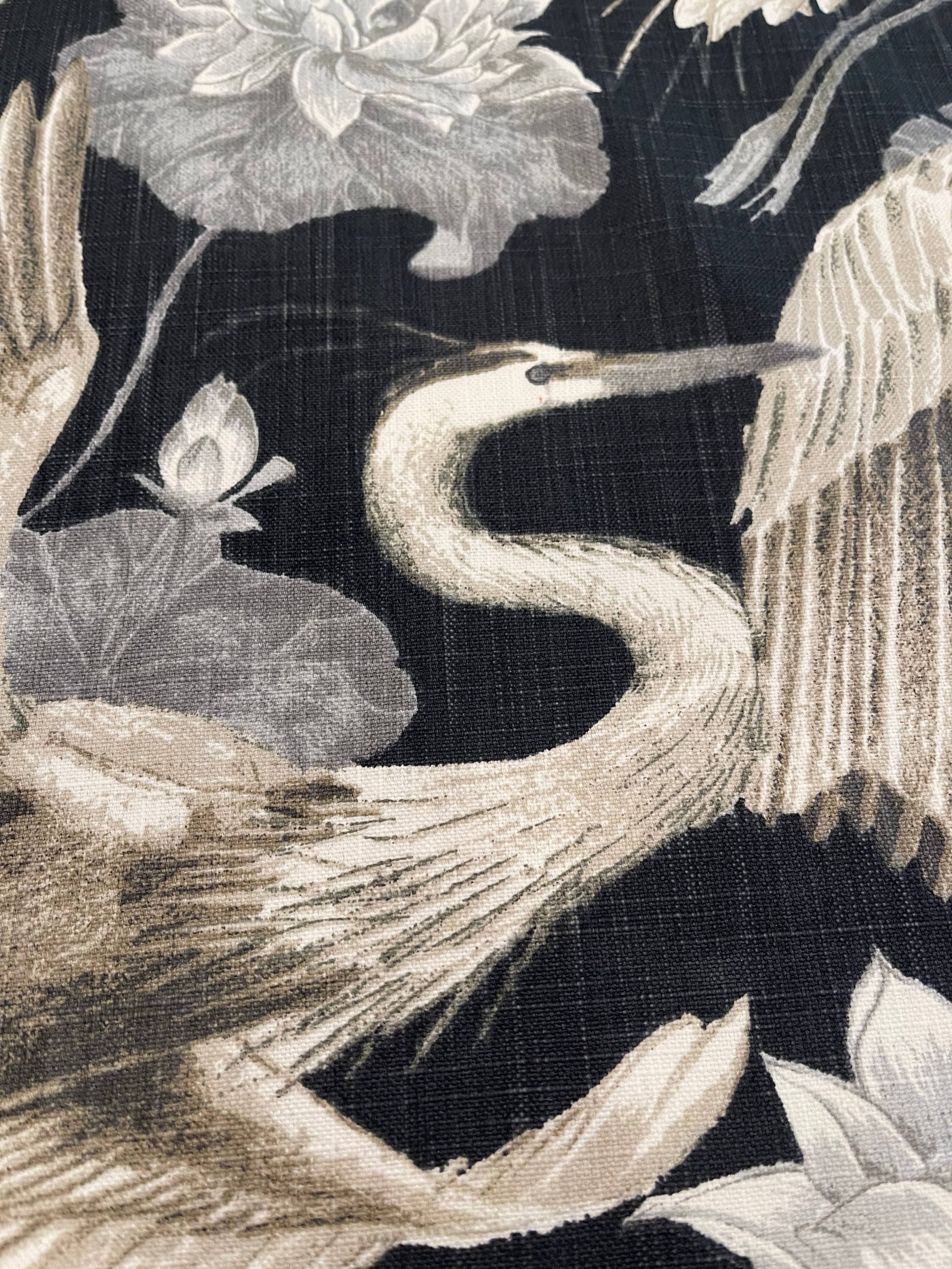 Hollis Crane & Floral Pillow with Feather Insert - Custom  