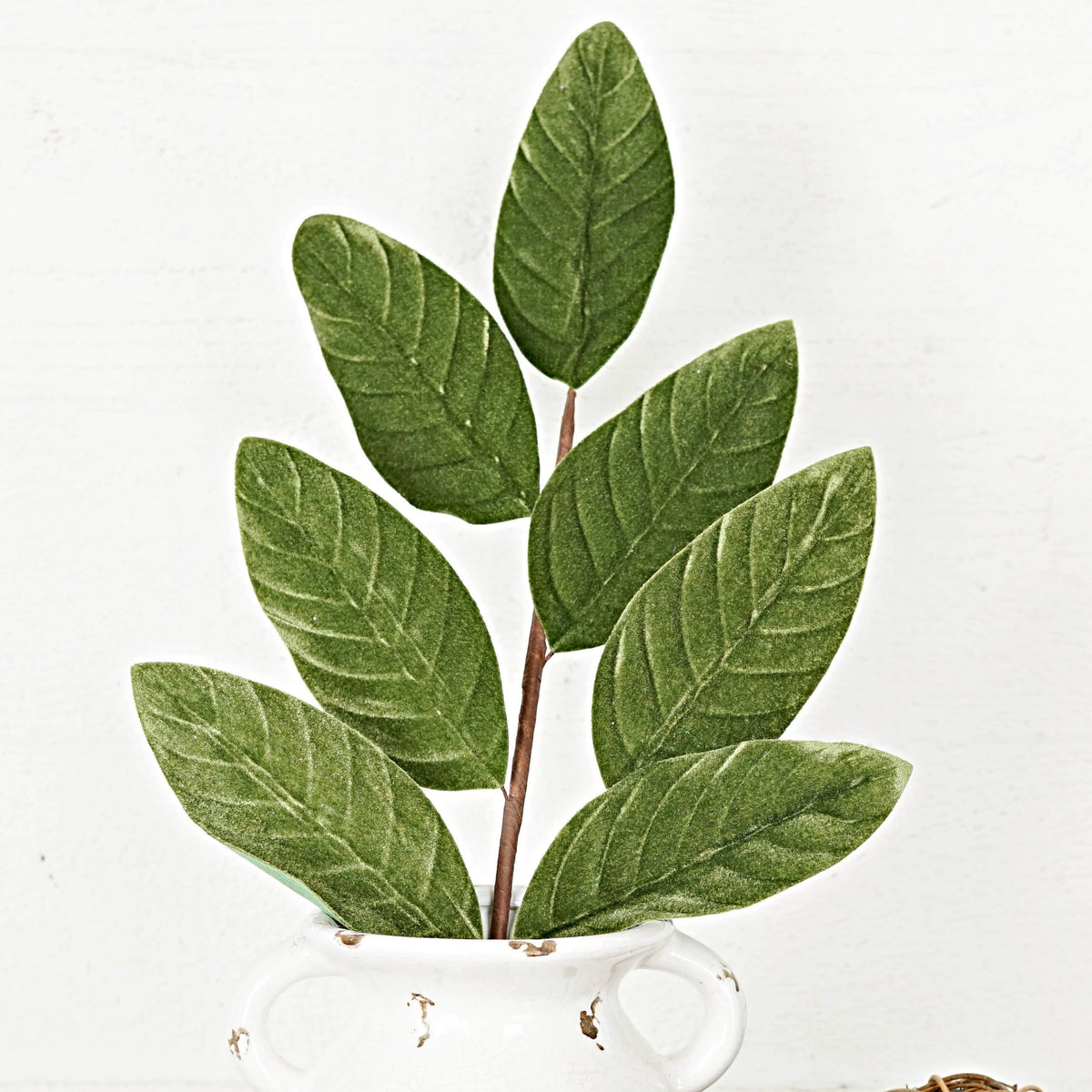 30003- 24in Spray-Green Velvet Magnolia Leaves-