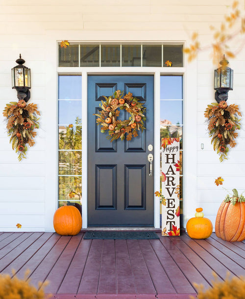 27"H Fall Pumpkin Leaf  Teardrop