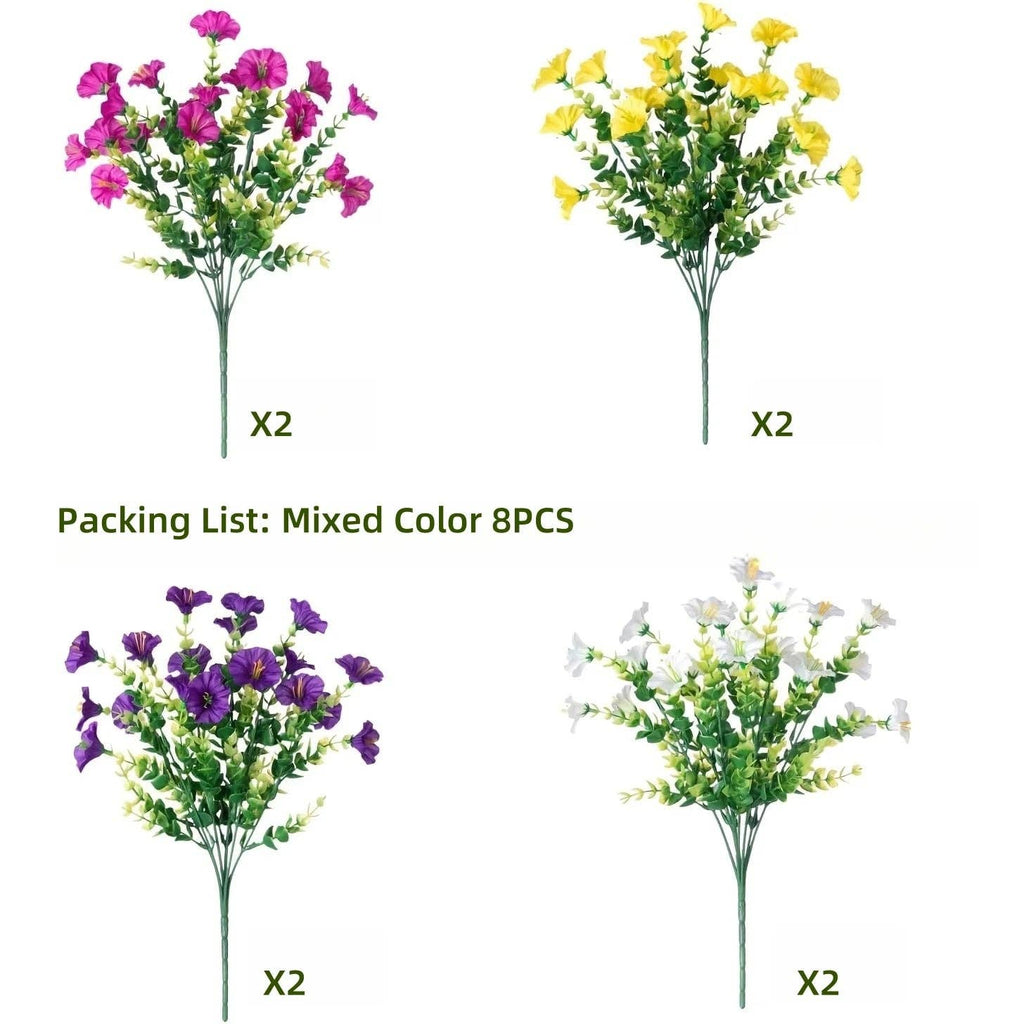 Artificial UV Flowers | Set of 8 | Flower Décor | Home Décor