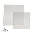 Square Clear and Gold Plastic Plates | 10 Pack
