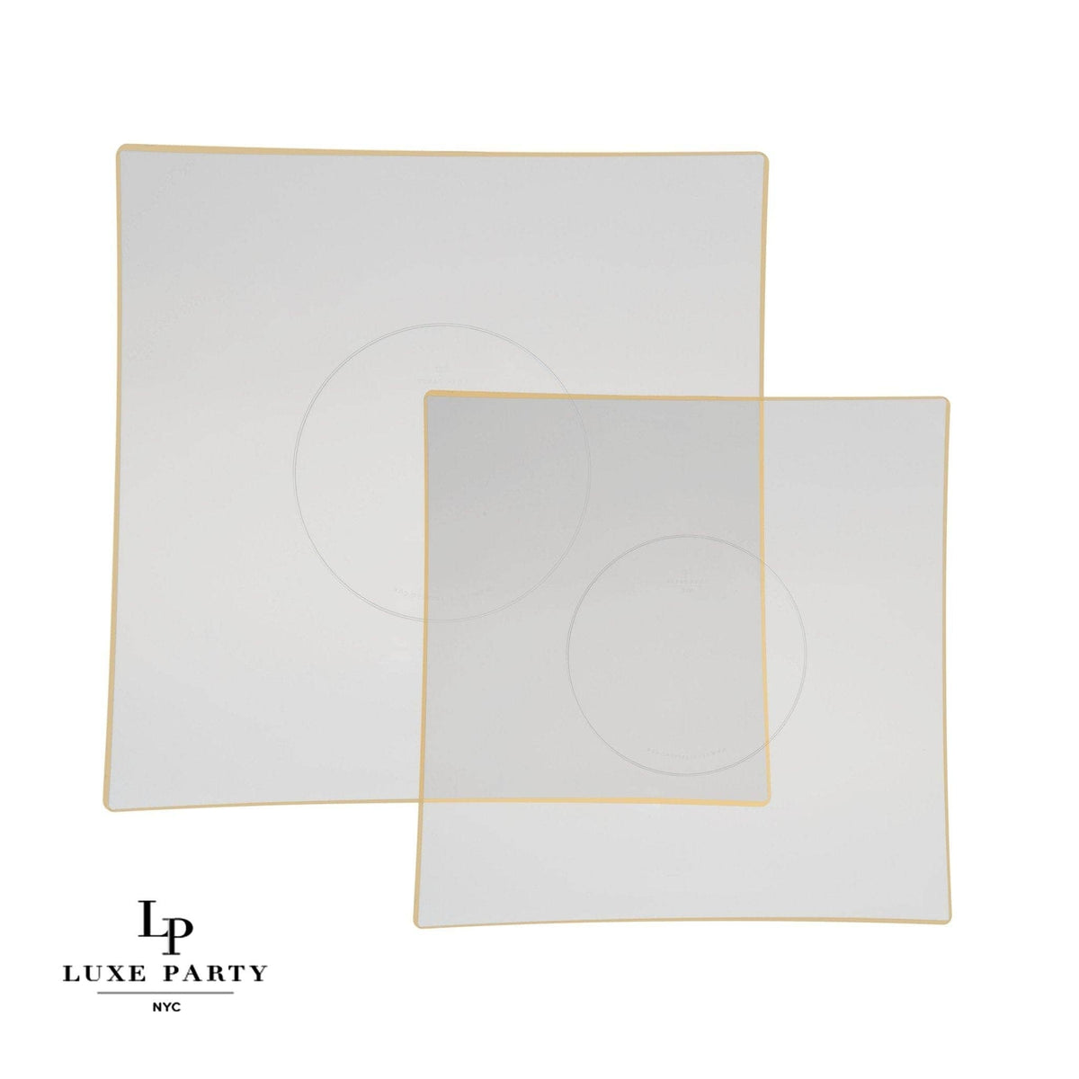Square Clear and Gold Plastic Plates | 10 Pack