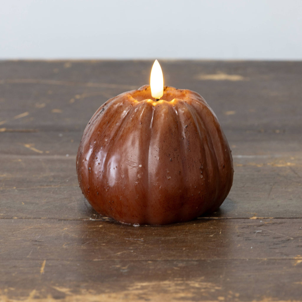 4" BRONZE 3D FLAME TALL PUMPKIN CANDLE