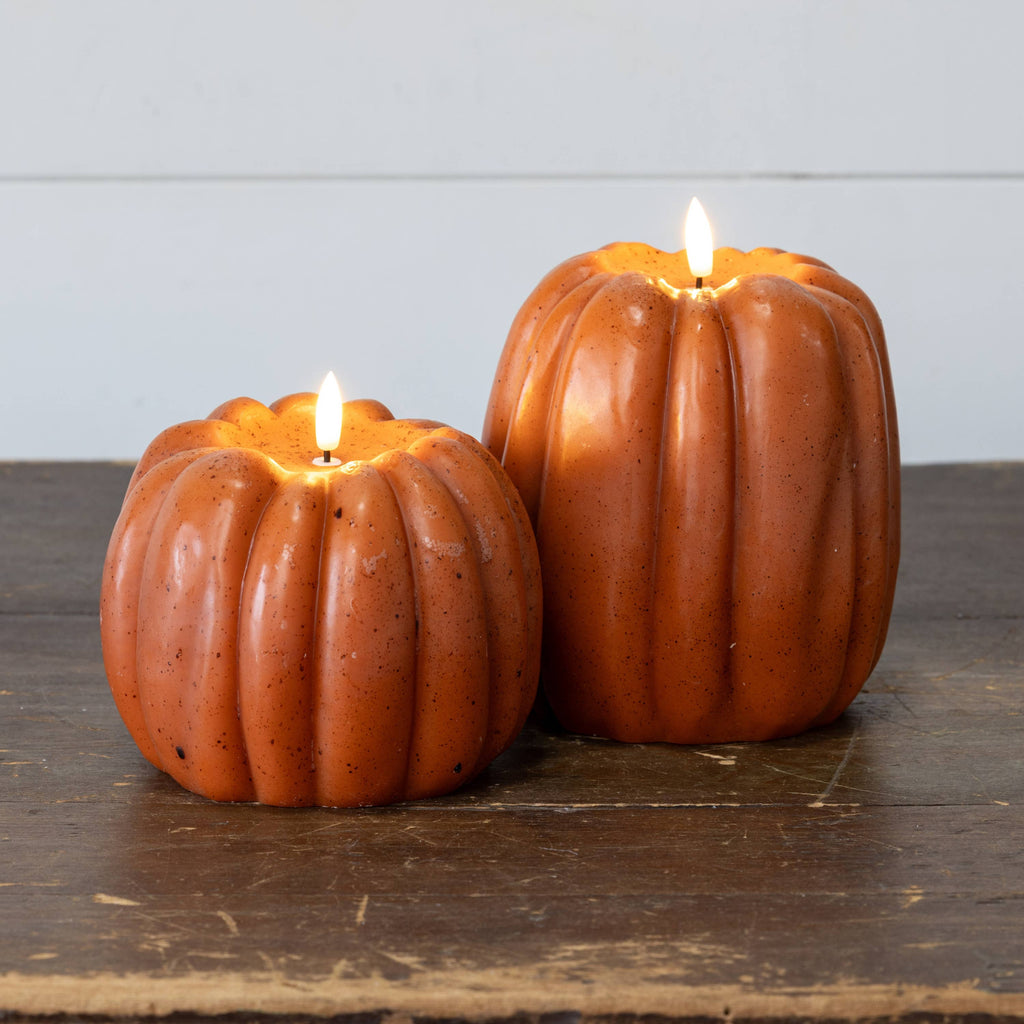 6.5" ORANGE 3D FLAME PUMPKIN CANDLE