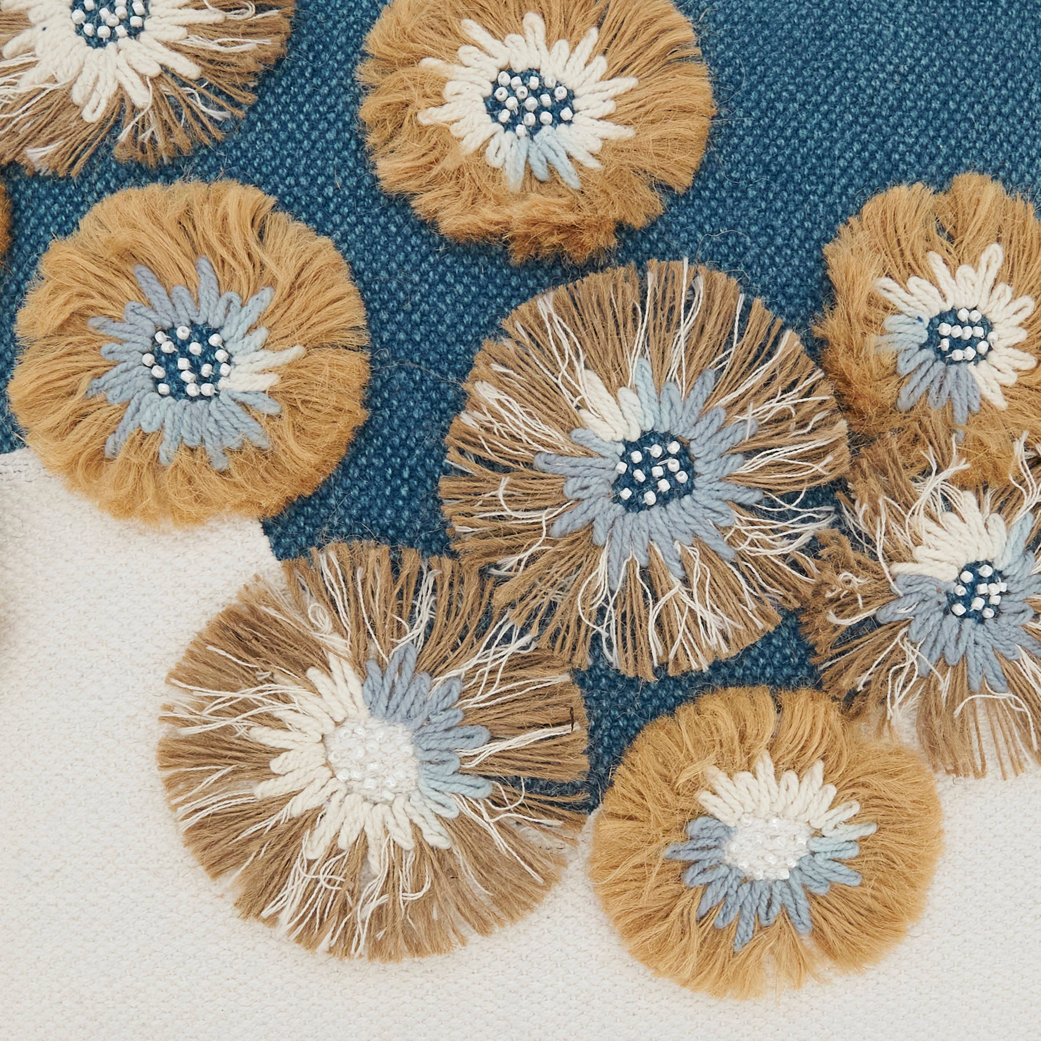 Delicate Embroidered Floral Pillow