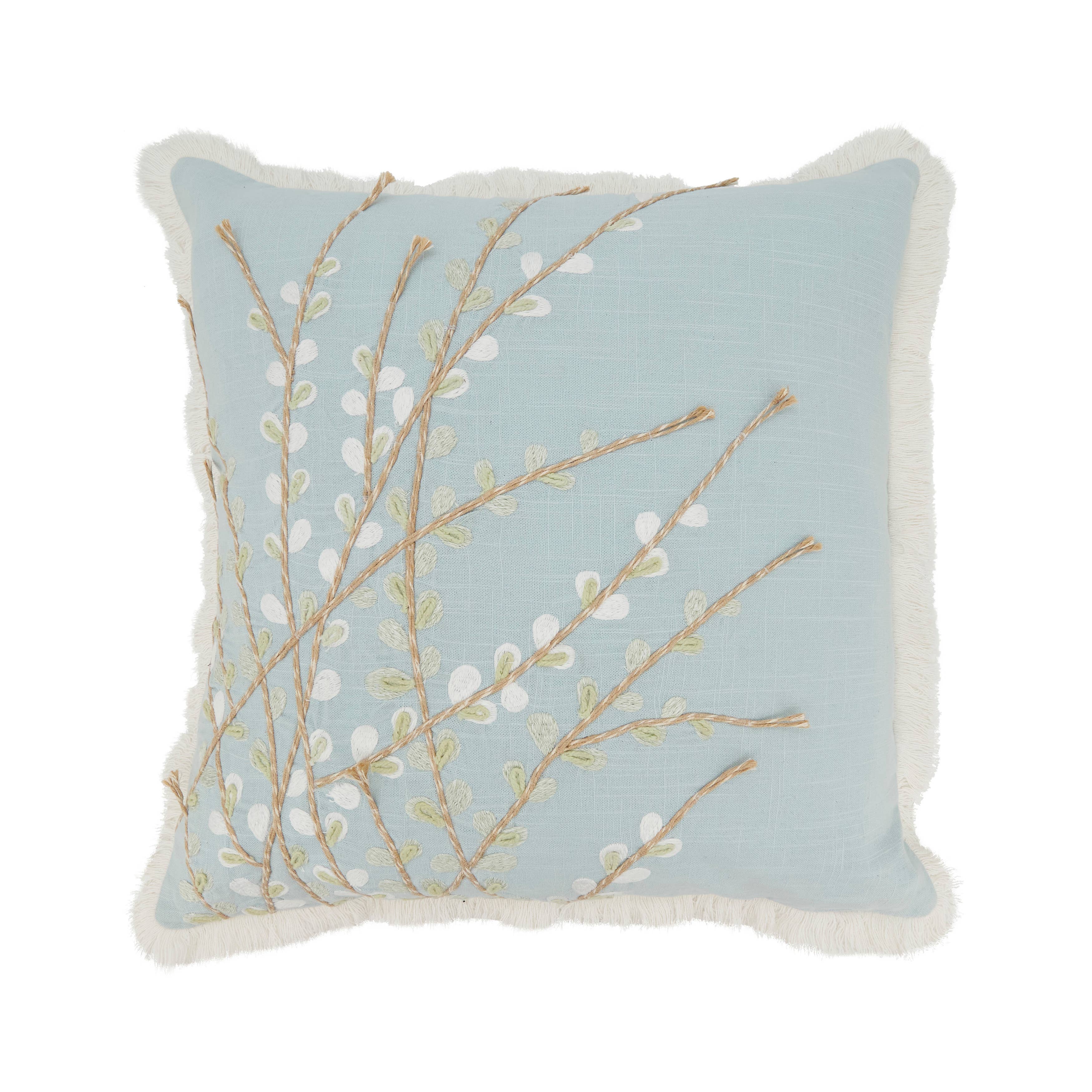 Embroidered Floral Pillow