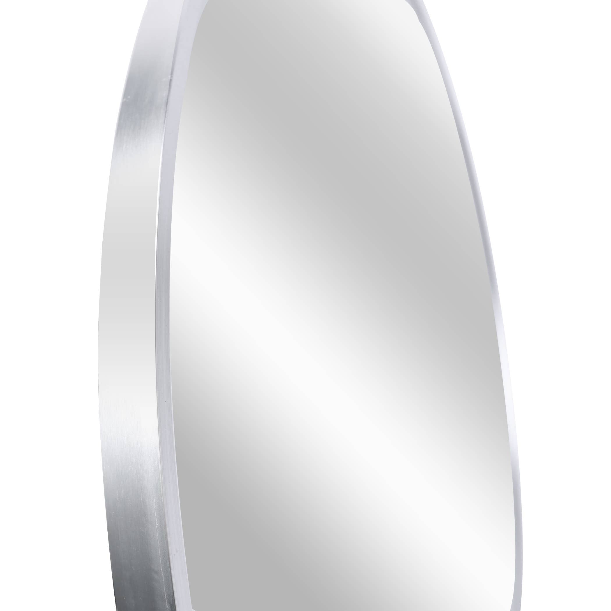 32 Inch Silver Metal Framed Round Bathrrom Mirror for Wall